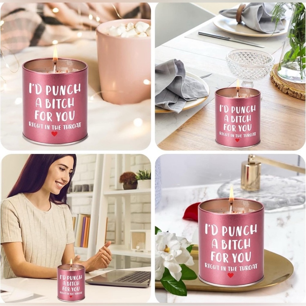 โจ๐ IโD PUNCH A BI T CH FOR YOU RIGHT IN THE THROAT NEW PINK GARDENIA SOY CANDLE - Picture 3 of 6
